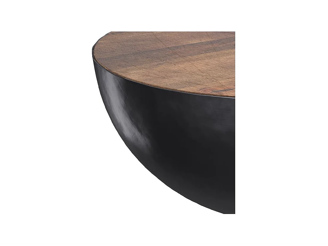 Tavolino rotondo in legno massiccio e metallo  90 cm - Tajy