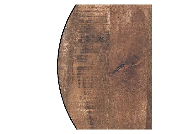 Table basse ronde en bois massif et métal D90 cm - Tajy