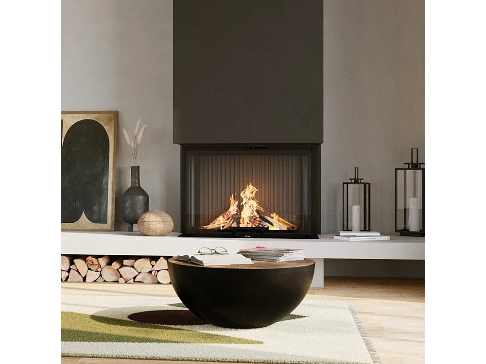 Table basse ronde en bois massif et métal D90 cm - Tajy