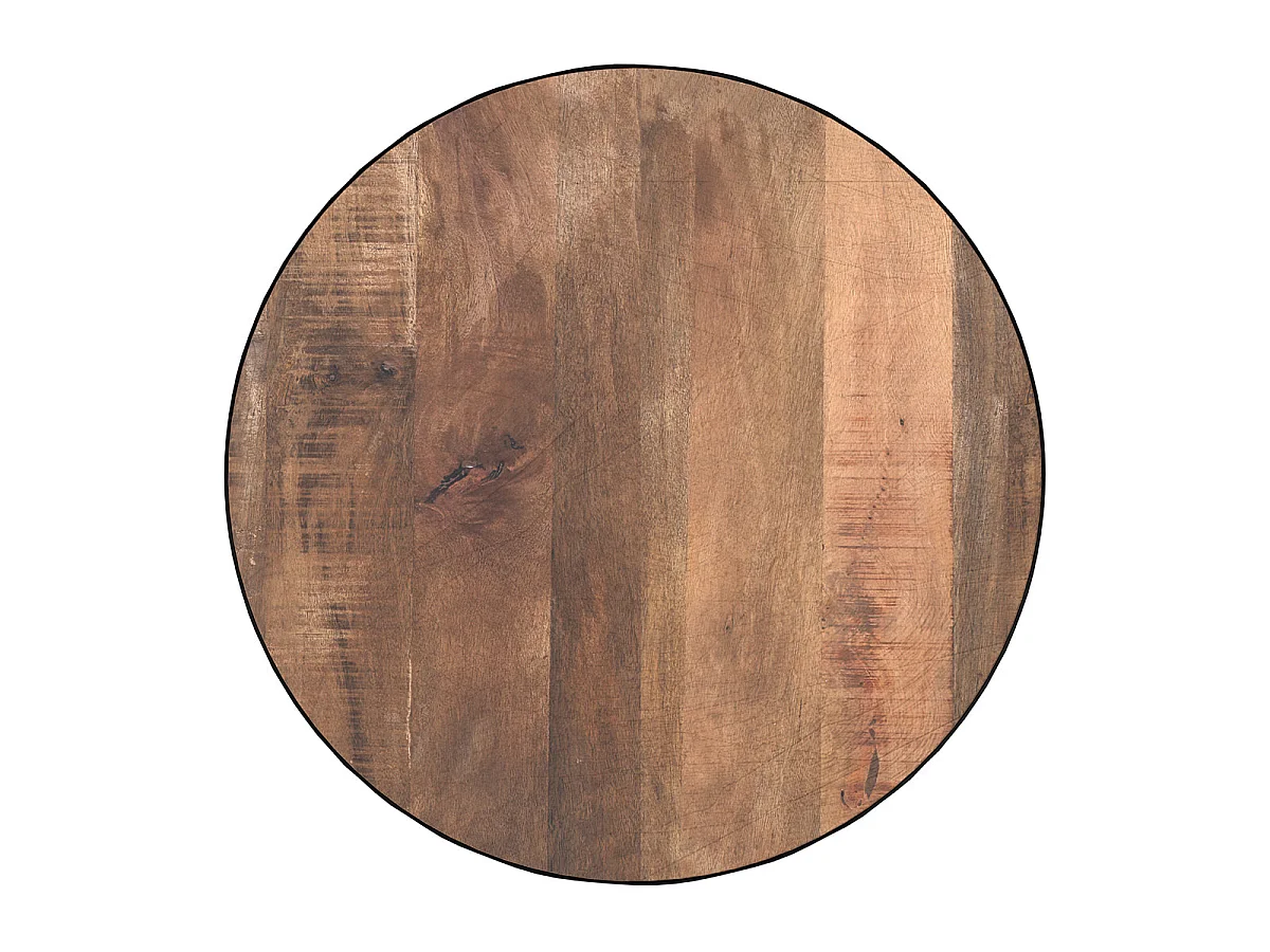 Table basse ronde en bois massif et métal D90 cm - Tajy