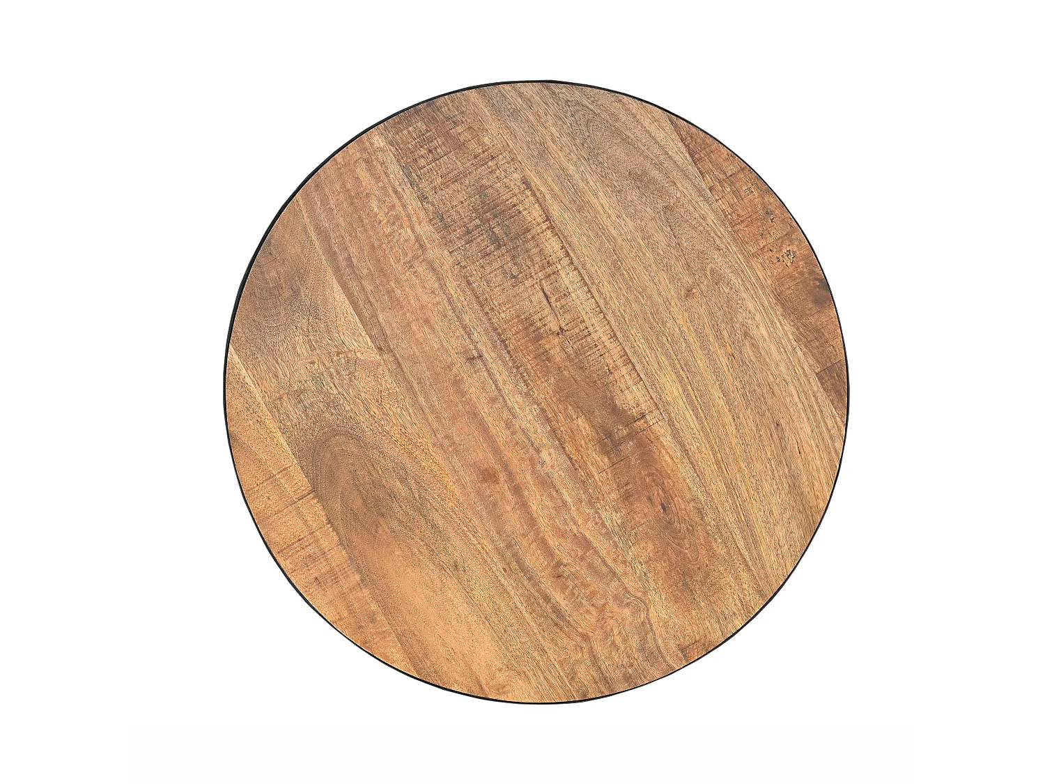Mesa de centro redonda de 90cm en madera maciza y metal - Tajy