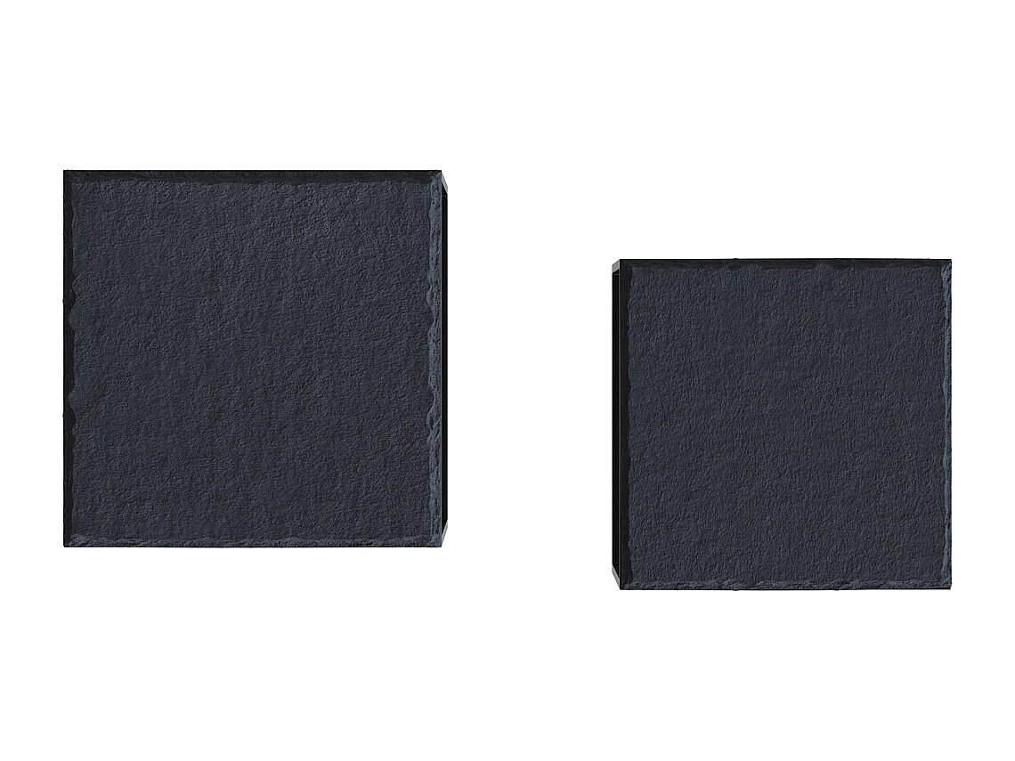 Tables basses carrées en pierre et métal noir (lot de 2) - Patti