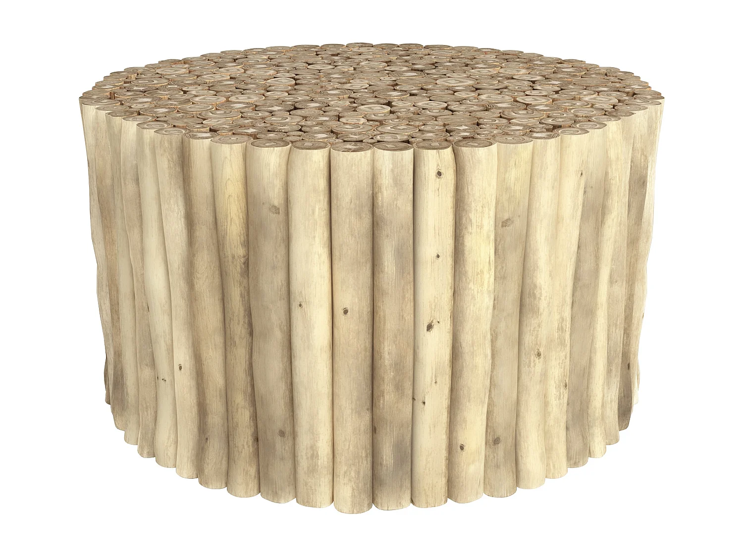 Table basse de jardin ronde en rondins de teck D70 cm - Imani