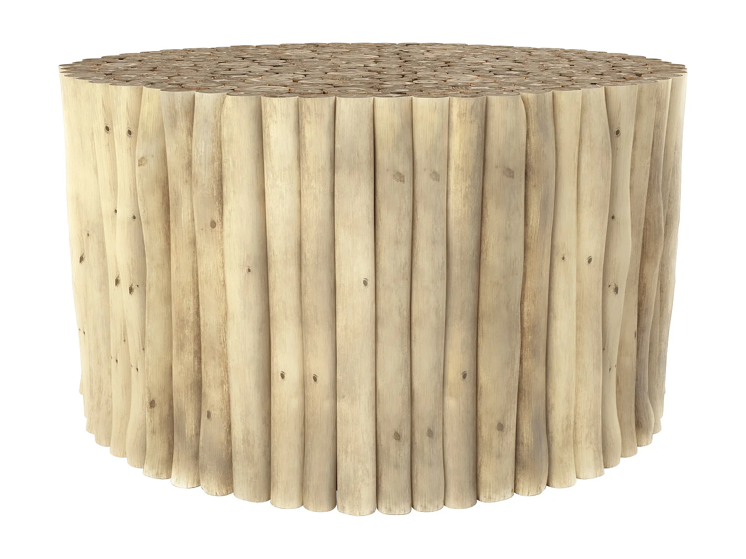 Table basse de jardin ronde en rondins de teck D70 cm - Imani