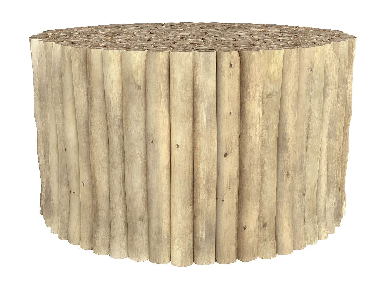 Table basse de jardin ronde en rondins de teck D70 cm - Imani