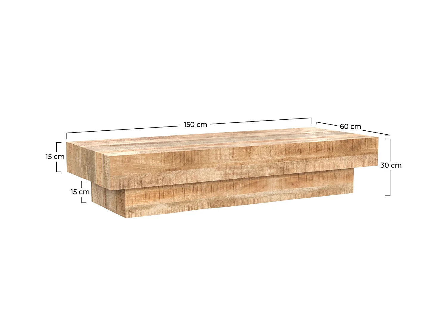 Mesa de centro rectangular de madera de mango - Aréto