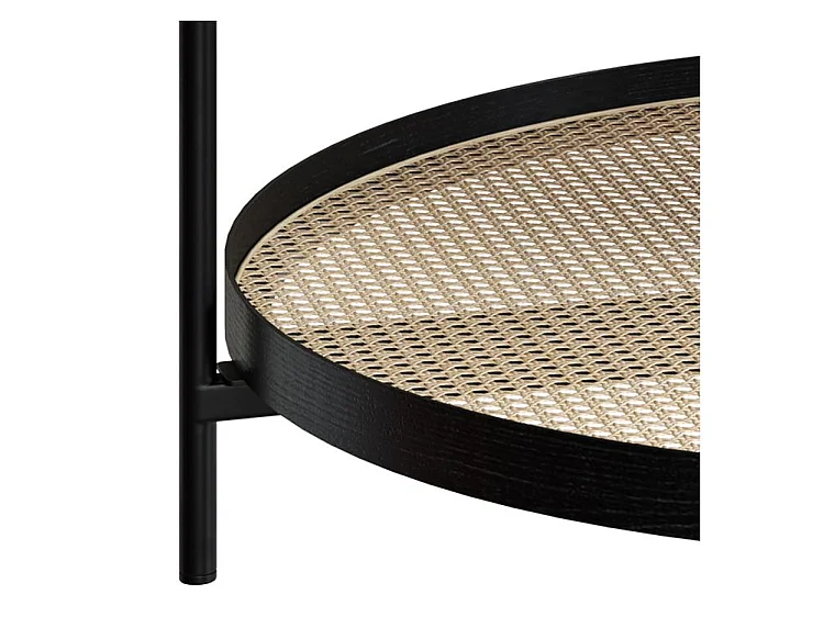 Mesa de centro de madera en mindi negra y caña D84 cm - Lukut