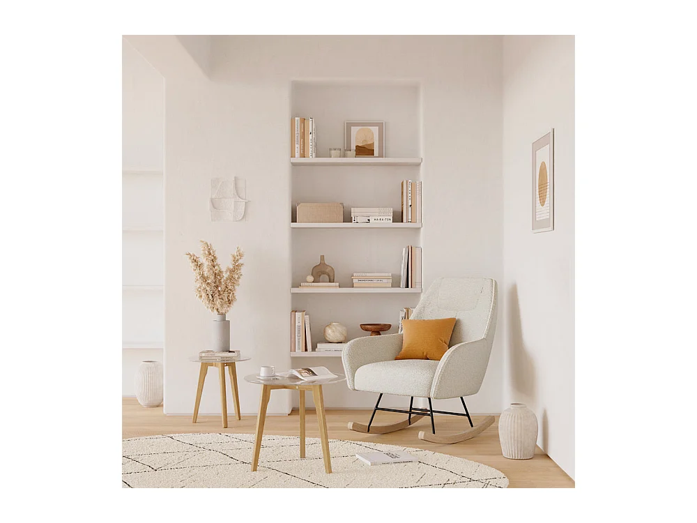 Tables basses rondes en verre et bois d'hévéa (lot de 2) - Vénus