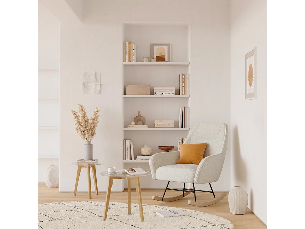 Mesas de centro redondas de cristal y madera de caucho (juego de 2) - Vénus