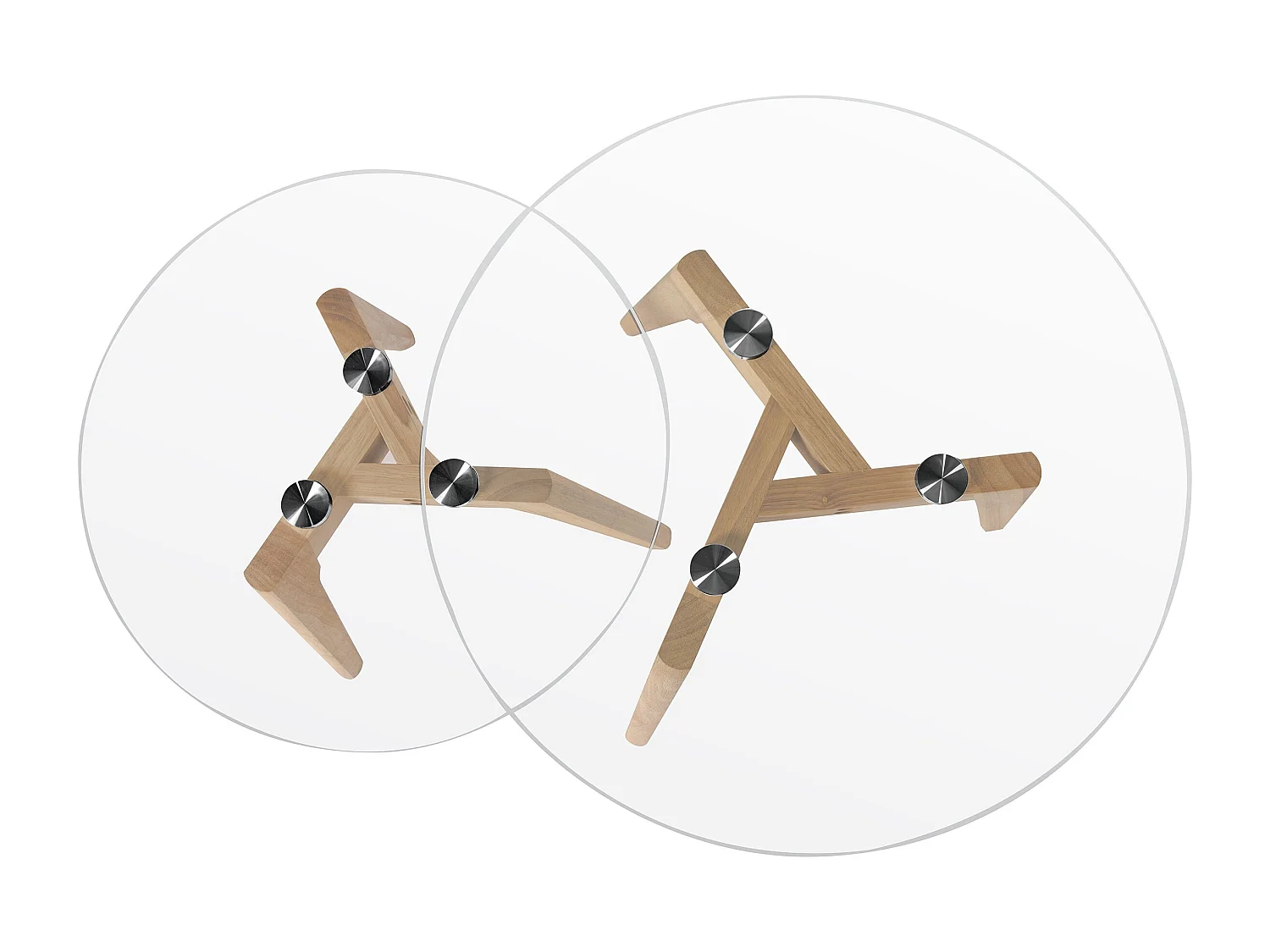 Mesas de centro redondas de cristal y madera de caucho (juego de 2) - Vénus
