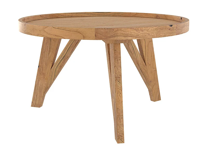 Table basse ronde en bois de teck recyclé D70 cm - Oly