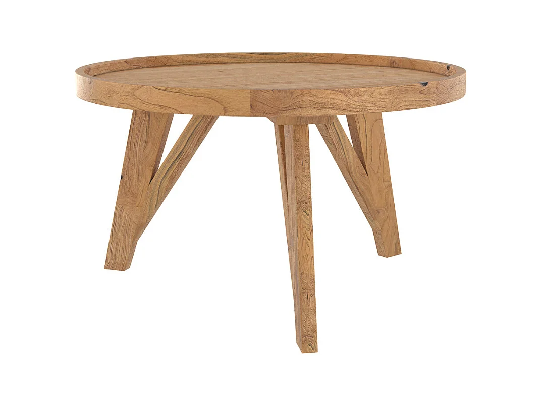 Table basse ronde en bois de teck recyclé D70 cm - Oly