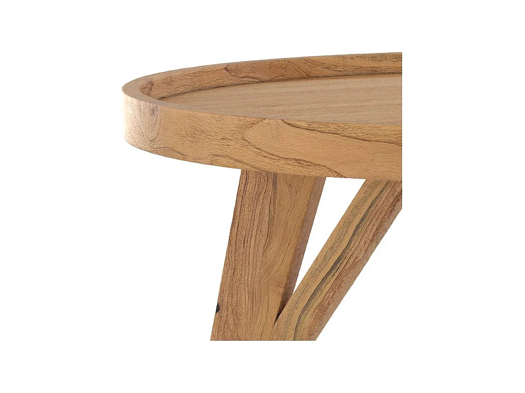 Table basse ronde en bois de teck recyclé D70 cm - Oly