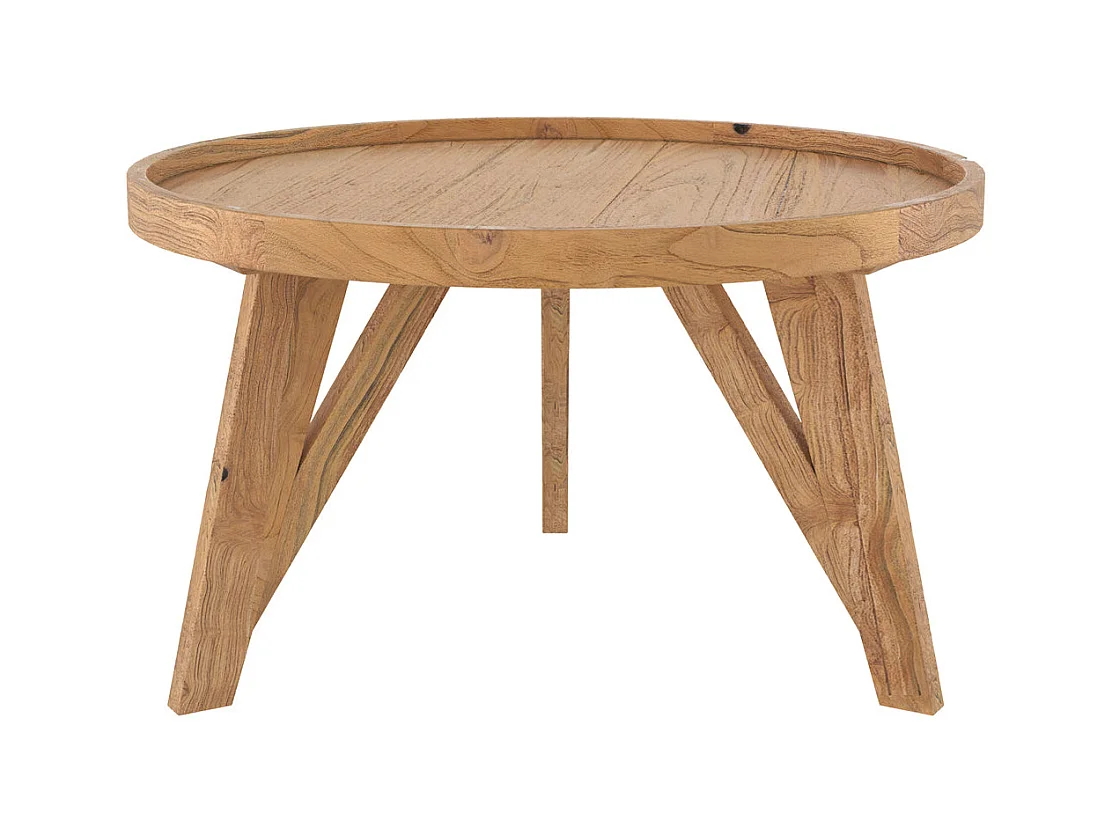 Table basse ronde en bois de teck recyclé D70 cm - Oly