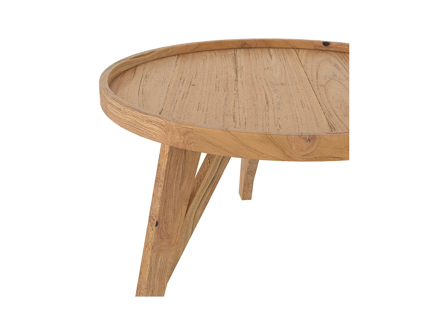 Table basse ronde en bois de teck recyclé D70 cm - Oly