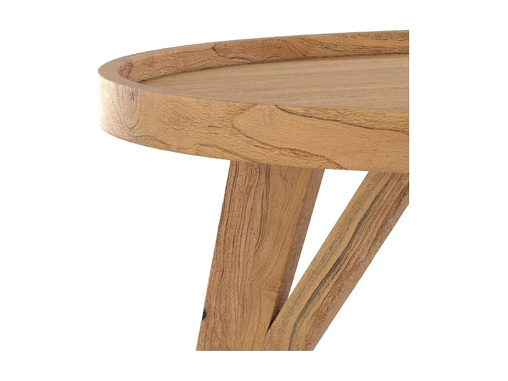 Table basse ronde en bois de teck recyclé D70 cm - Oly