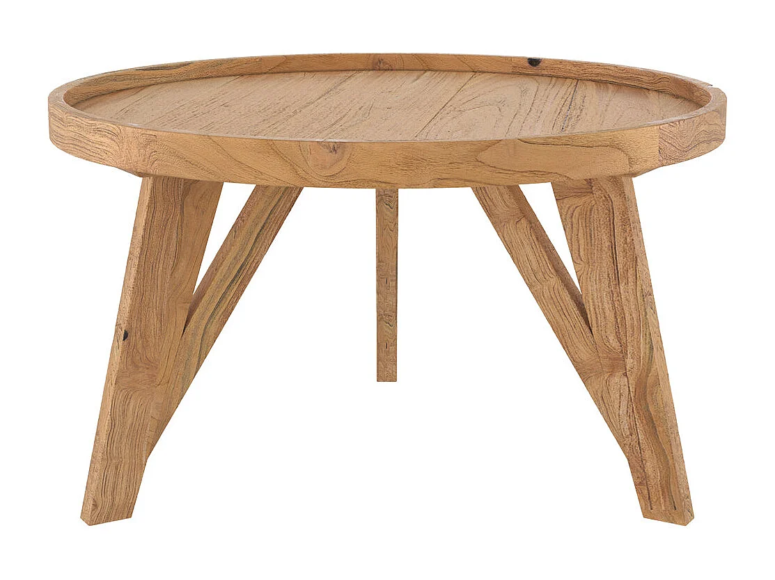 Table basse ronde en bois de teck recyclé D70 cm - Oly