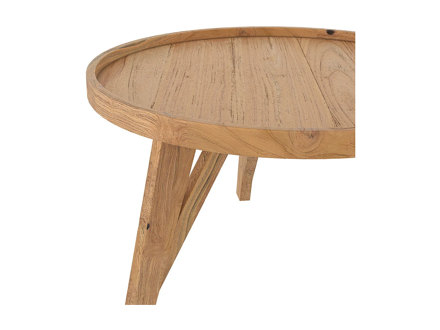 Table basse ronde en bois de teck recyclé D70 cm - Oly