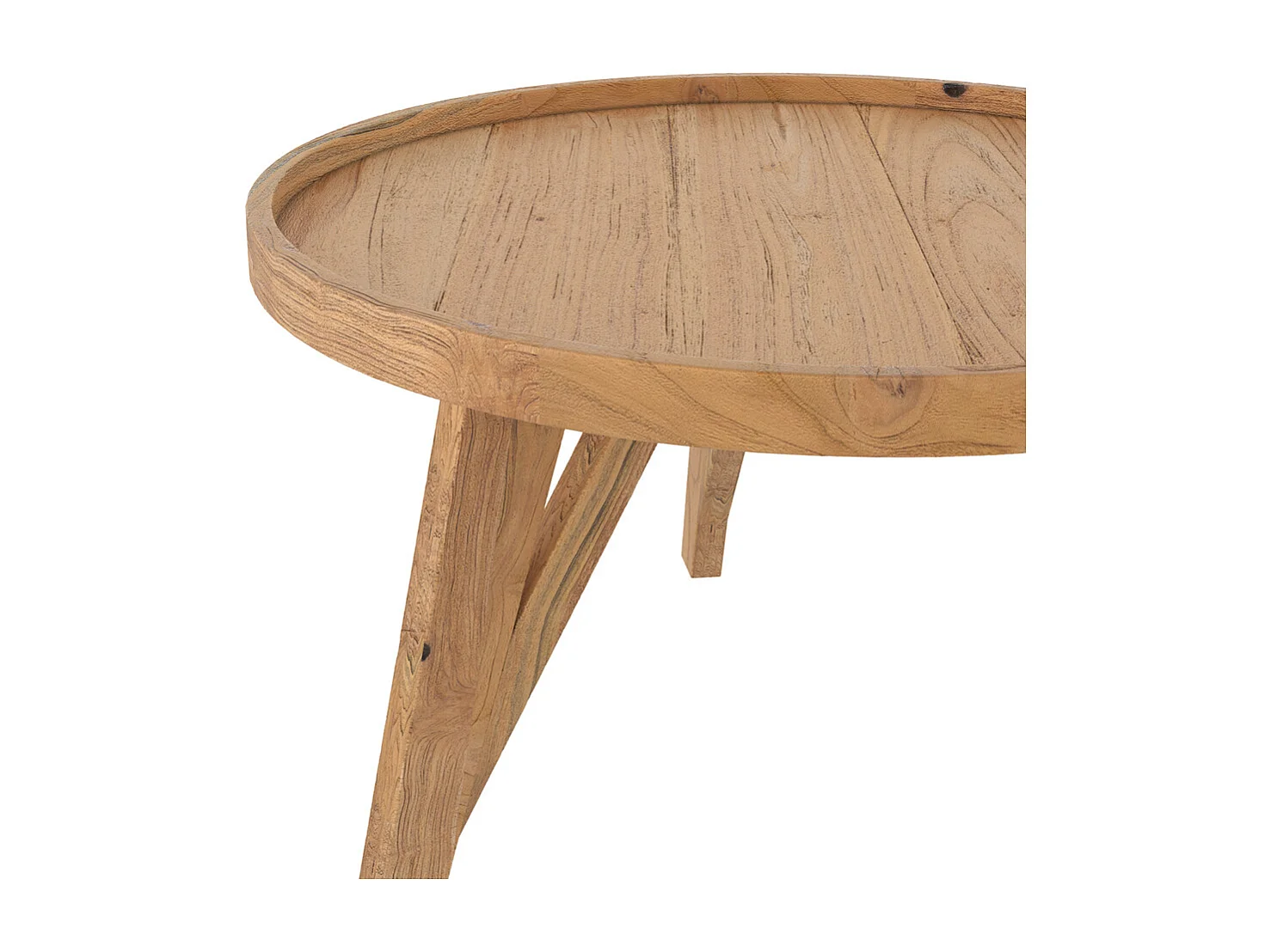 Table basse ronde en bois de teck recyclé D70 cm - Oly
