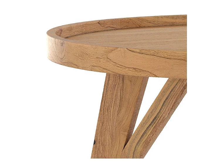 Mesa de centro redonda en madera de teca recuperada D70 cm - Oly