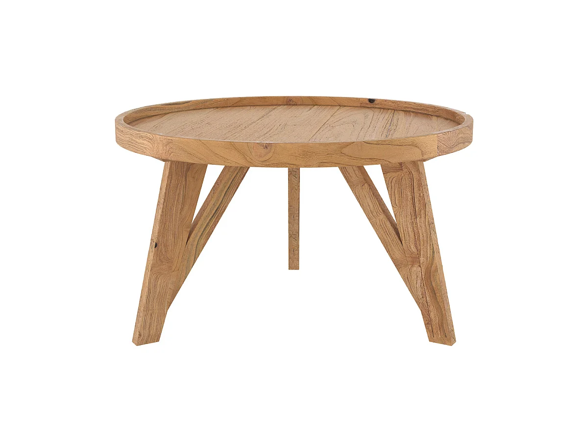 Mesa de centro redonda en madera de teca recuperada D70 cm - Oly