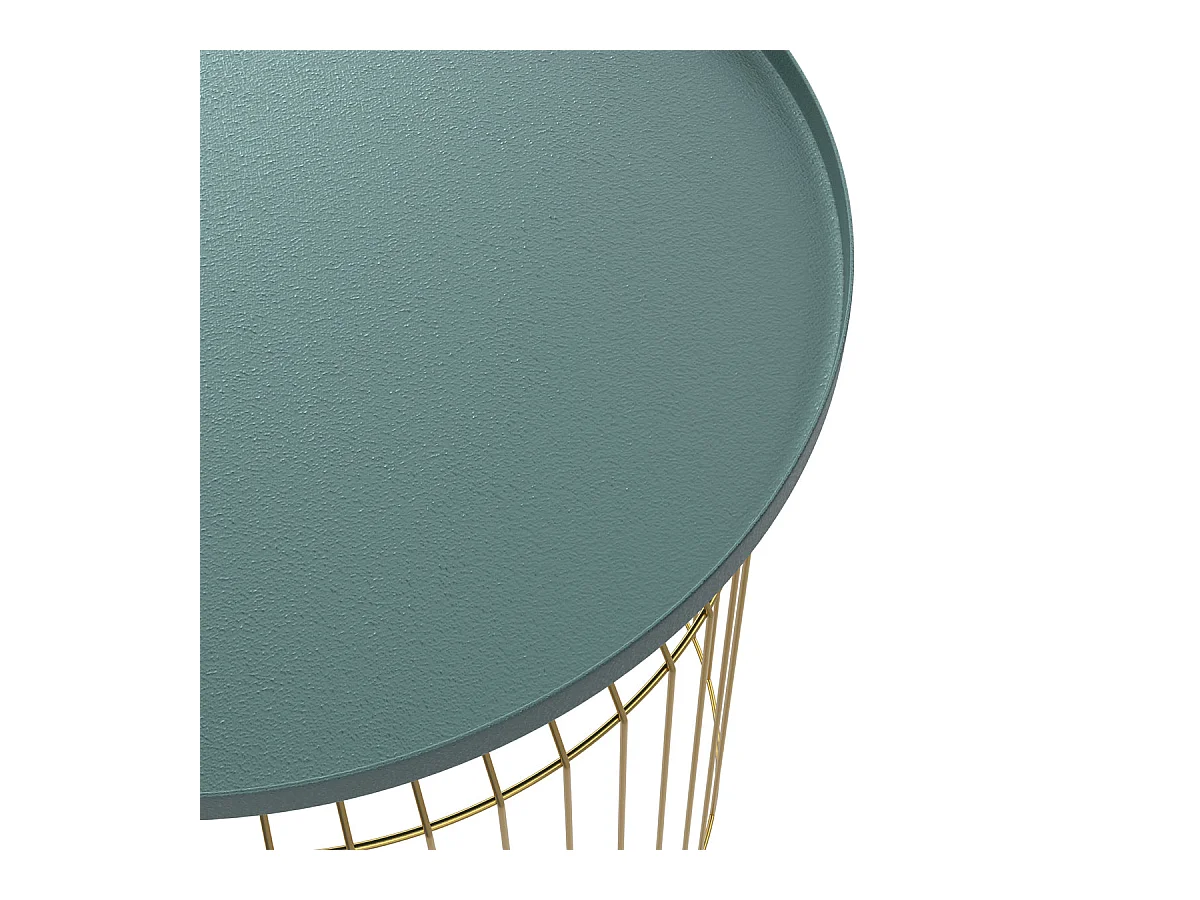 Tables d'appoints rondes en métal bleu gris et laiton (lot de 3) - Palombe