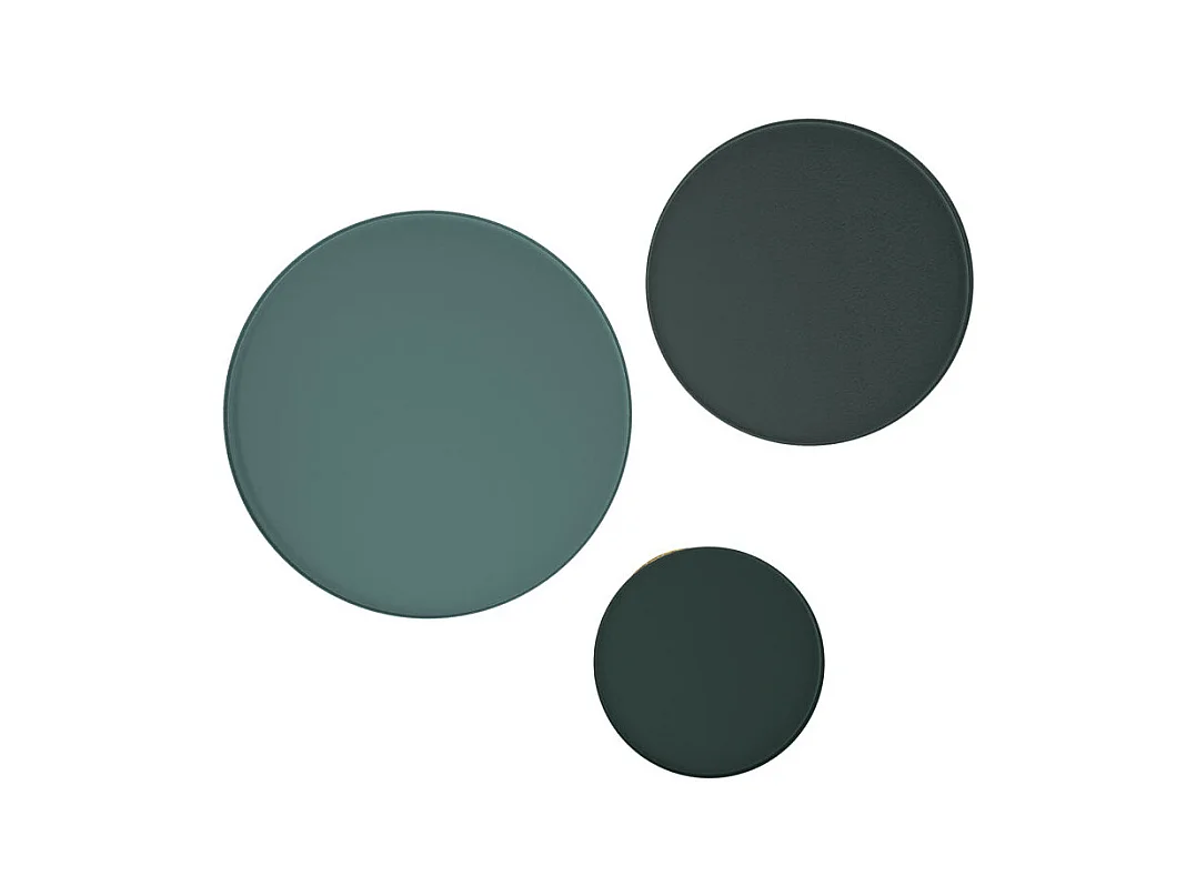 Tables d'appoints rondes en métal bleu gris et laiton (lot de 3) - Palombe