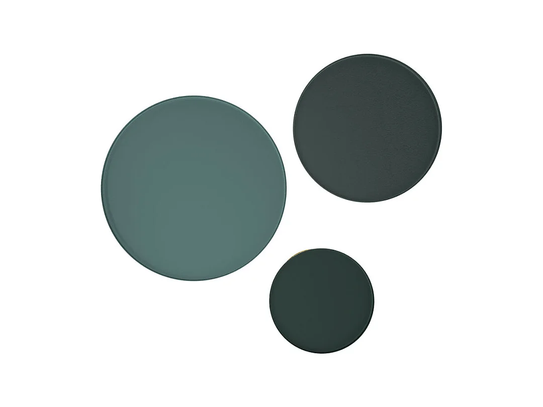 Tables d'appoints rondes en métal bleu gris et laiton (lot de 3) - Palombe