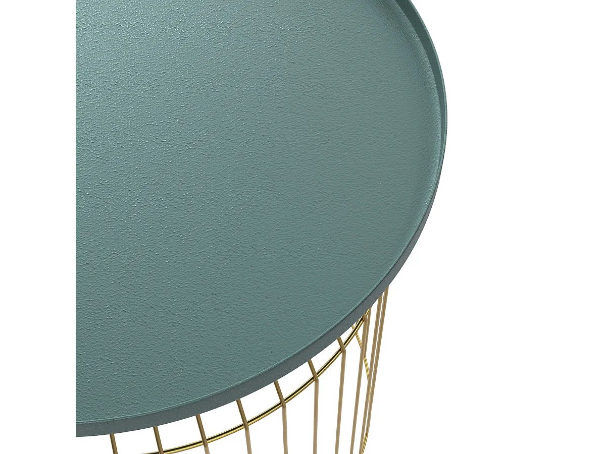 Tables d'appoints rondes en métal bleu gris et laiton (lot de 3) - Palombe