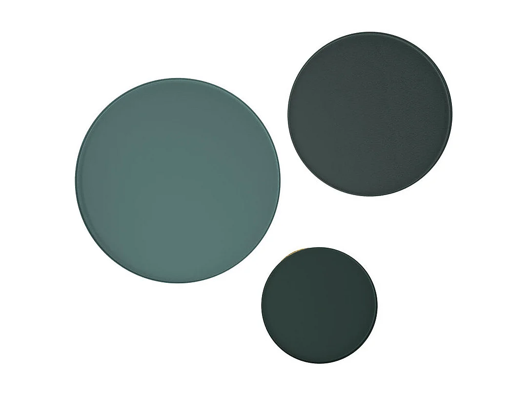 Tables d'appoints rondes en métal bleu gris et laiton (lot de 3) - Palombe