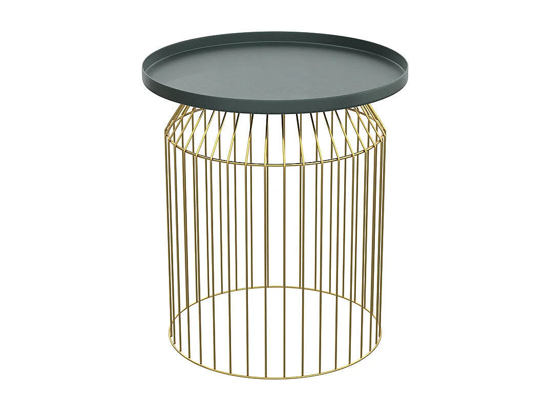 Mesas auxiliares redondas de metal gris azulado y latón (set de 3) - Palombe