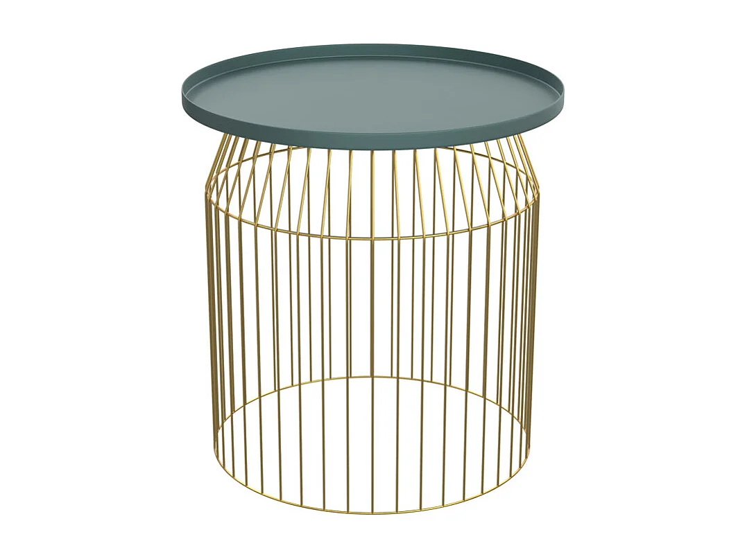 Mesas auxiliares redondas de metal gris azulado y latón (set de 3) - Palombe