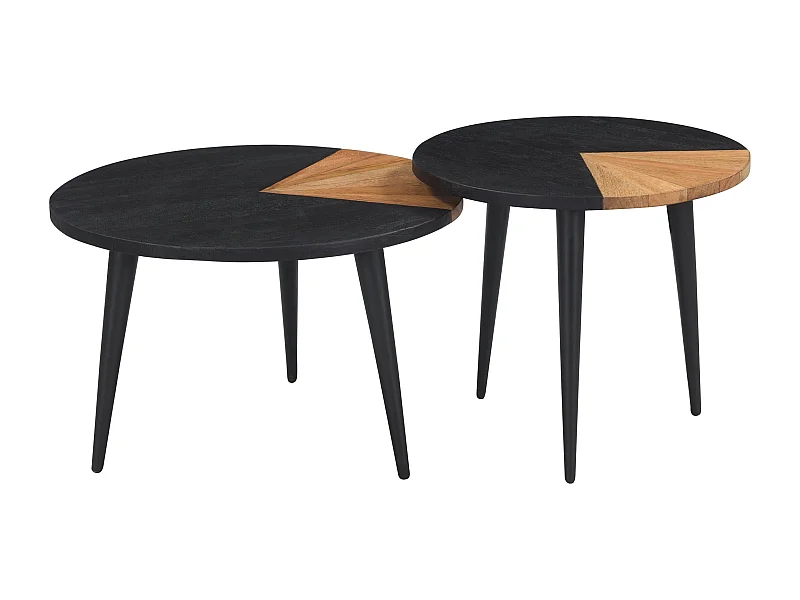 Set di 2 tavolini rotondi in legno d'acacia - Binôme