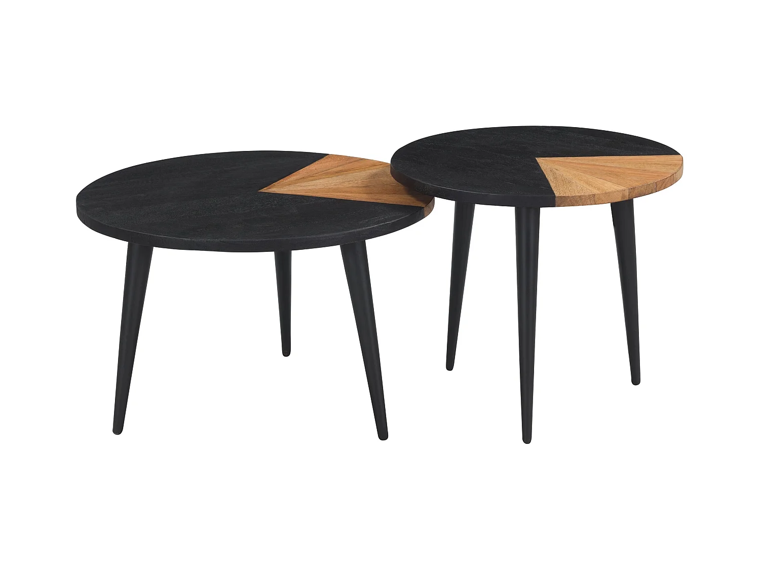 Juego de 2 mesas de centro redondas de madera de acacia - Binôme