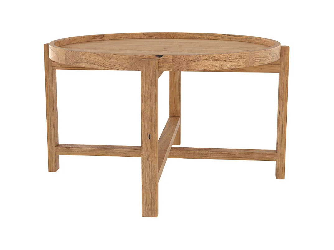 Table basse ronde en bois de teck recyclé D70 cm - Kouma