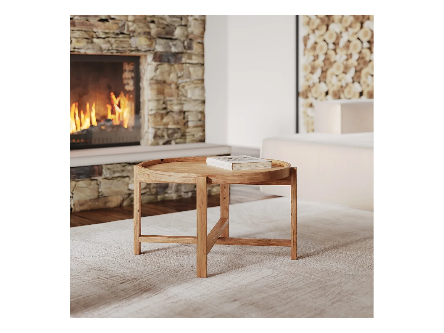 Table basse ronde en bois de teck recyclé D70 cm - Kouma