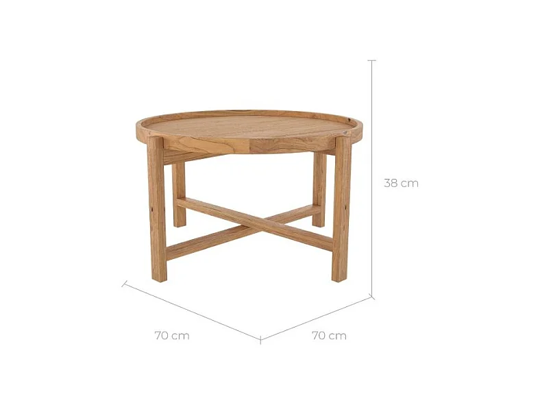 Table basse ronde en bois de teck recyclé D70 cm - Kouma