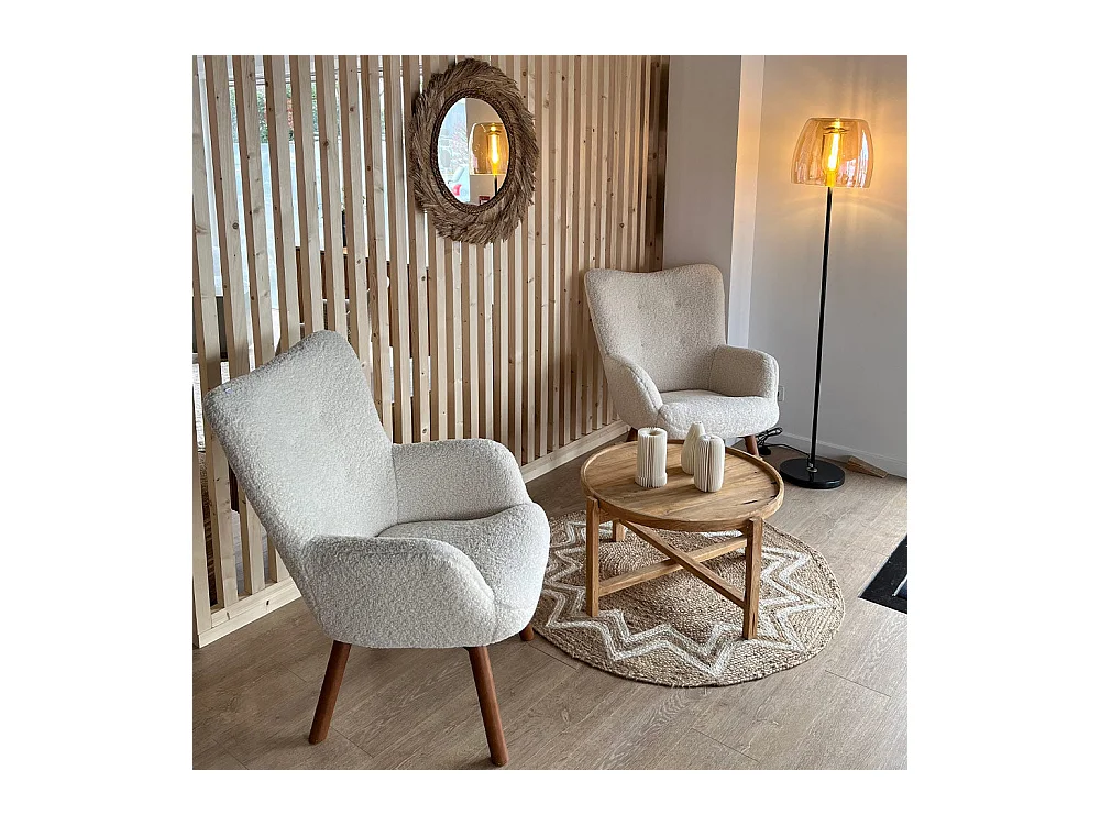 Table basse ronde en bois de teck recyclé D70 cm - Kouma