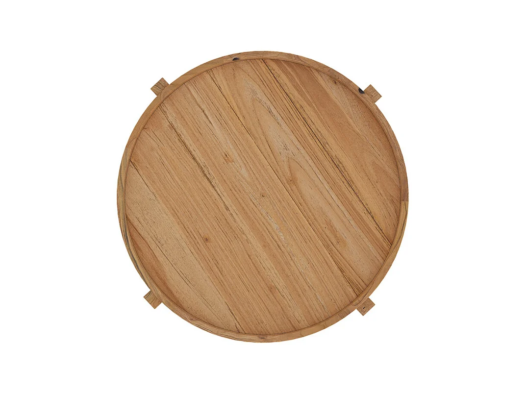 Table basse ronde en bois de teck recyclé D70 cm - Kouma