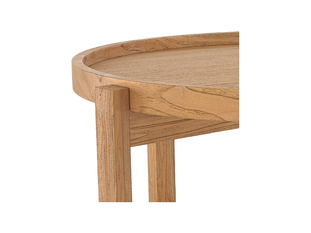 Table basse ronde en bois de teck recyclé D70 cm - Kouma