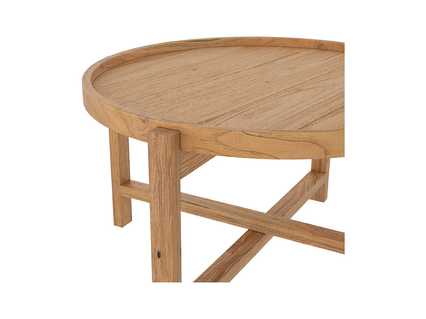 Table basse ronde en bois de teck recyclé D70 cm - Kouma
