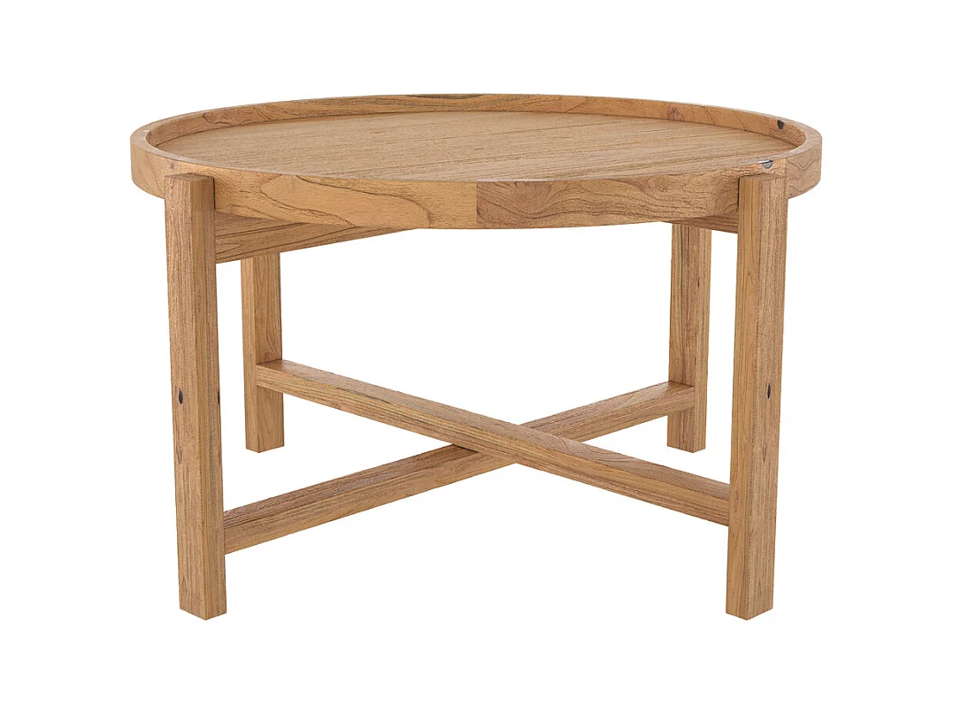 Table basse ronde en bois de teck recyclé D70 cm - Kouma
