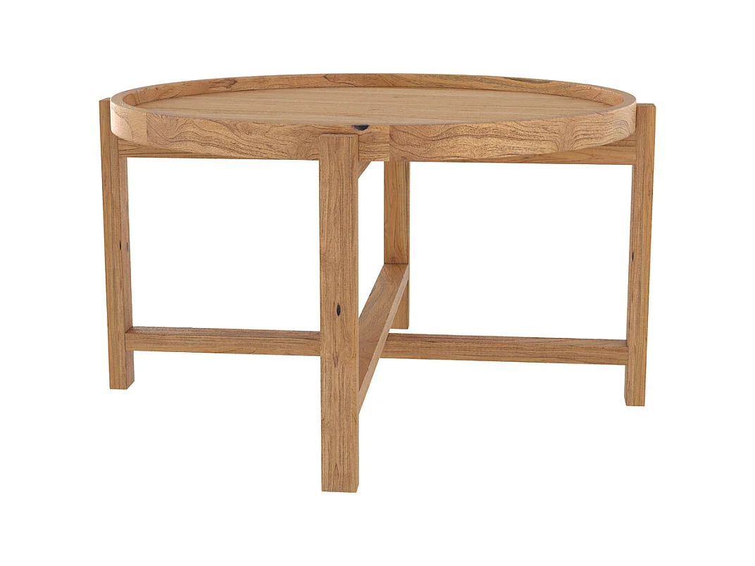 Mesa de centro redonda en madera de teca recuperada D70 cm - Kouma