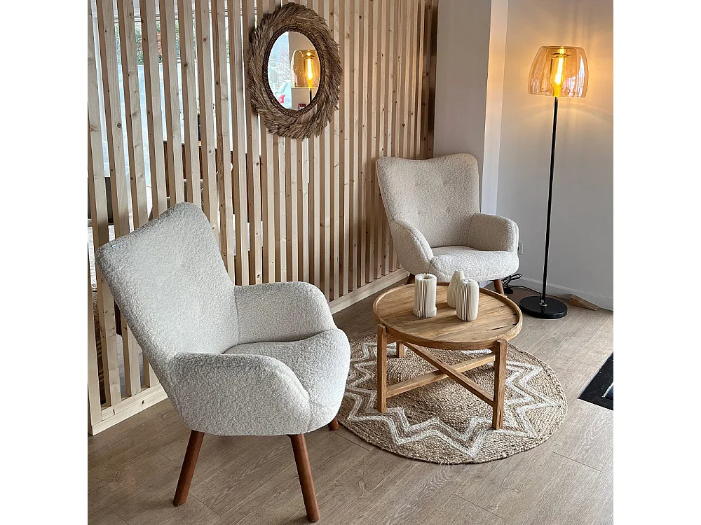 Table basse ronde en bois de teck recyclé D70 cm - Kouma