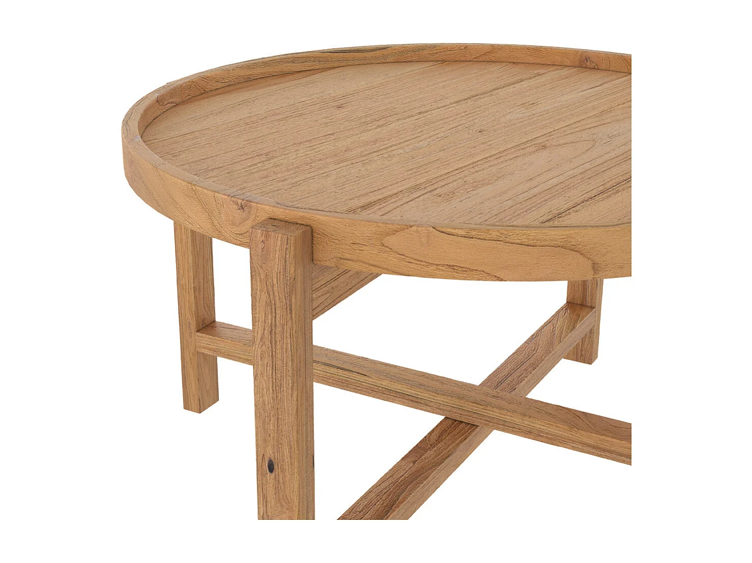 Table basse ronde en bois de teck recyclé D70 cm - Kouma