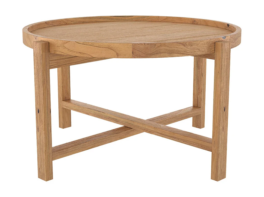 Table basse ronde en bois de teck recyclé D70 cm - Kouma