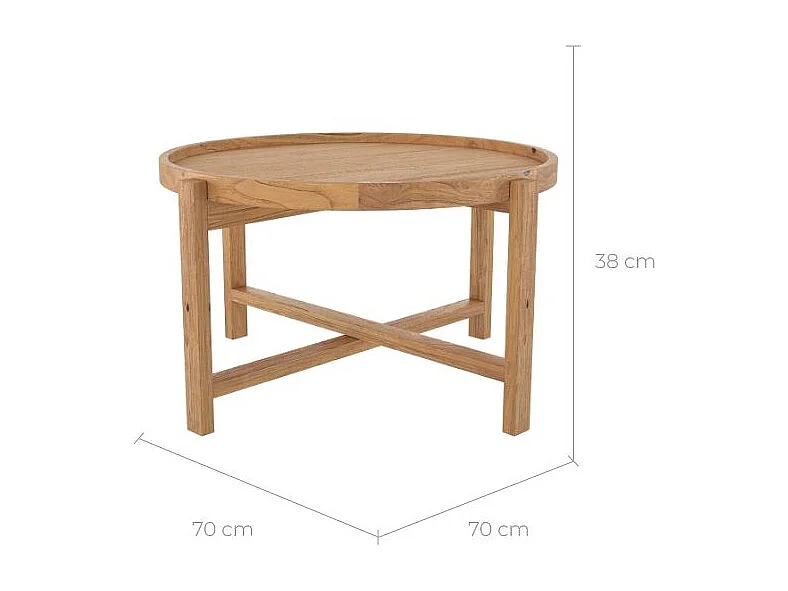 Table basse ronde en bois de teck recyclé D70 cm - Kouma