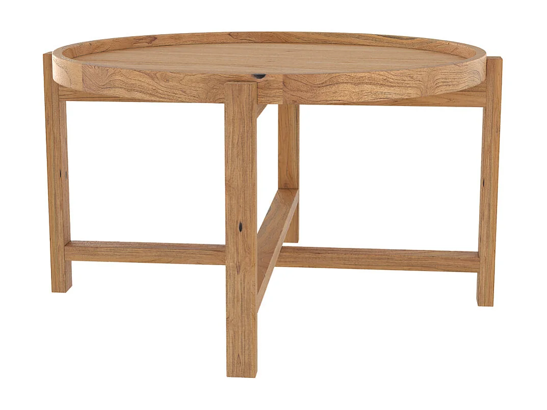 Mesa de centro redonda en madera de teca recuperada D70 cm - Kouma