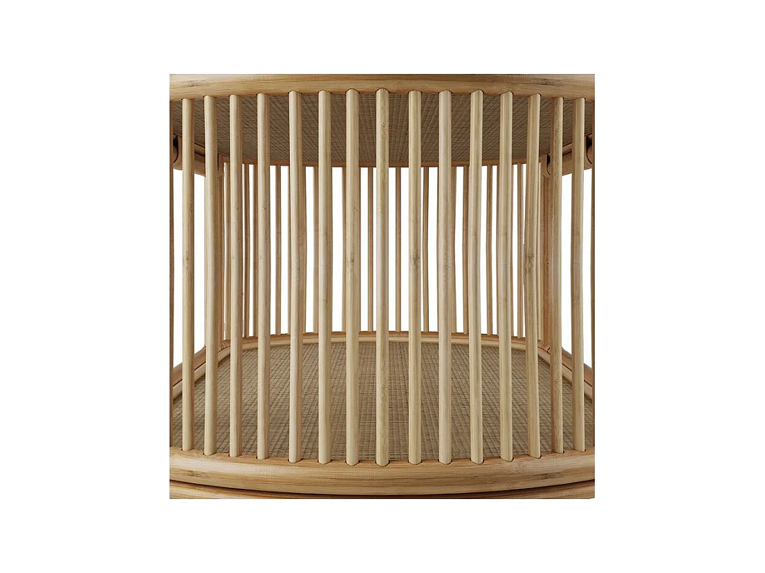 Table basse avec étagères en rotin naturel - Marthe