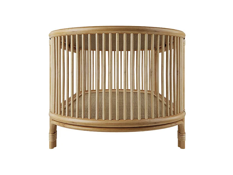 Table basse avec étagères en rotin naturel - Marthe